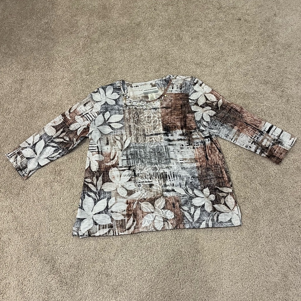 Alfred Dunner 3/4 Length Sleeve Blouse